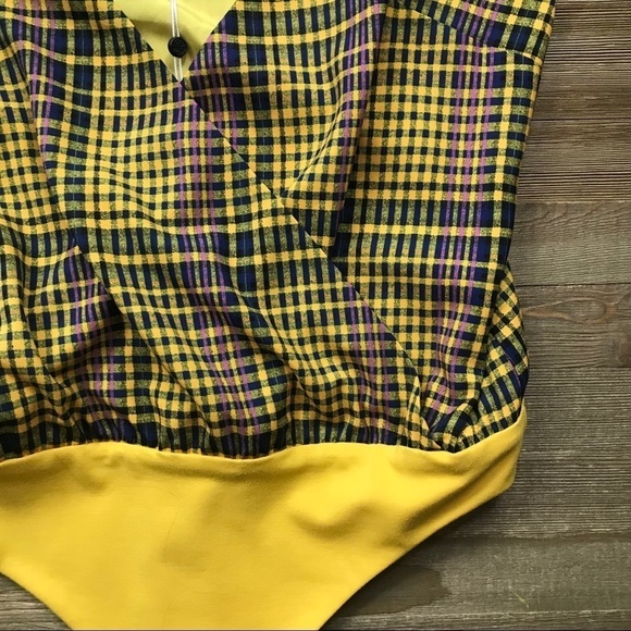 NWT Lovers + Friends Bianca Yellow Plaid Bodysuit - Picture 6 of 7